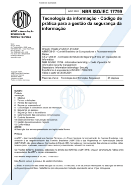 NBR ISO/IEC 17799 Tecnologia da informação