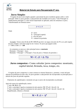 Juros Simples M = C. (1 + (i. T))