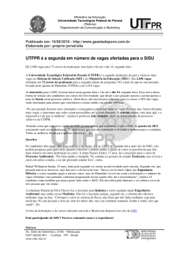 UTFPR é a segunda em número de vagas ofertadas para o SiSU