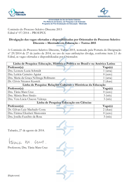 Comissão do Processo Seletivo Discente 2015 Edital nº 07