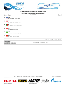 2014 ICF Canoe Sprint World Championships Schedule
