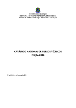 CATÁLOGO NACIONAL DE CURSOS TÉCNICOS Edição