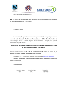 Carta convite - Sociedade Brasileira de Fonoaudiologia