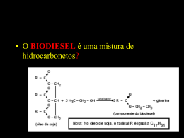 • O BIODIESEL é uma mistura de hidrocarbonetos?