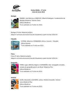 Ensino Médio – 2ª série Lista de Livros 2014 Biologia AMABIS, José