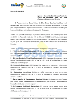 Resolução 006/2015 Aprova o Manual do Candidato do Vestibular