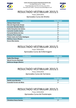 Resultado do Vestibular 2015/1 - Faculdade Mineirense