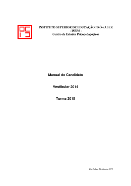 Manual do Candidato Vestibular 2014 Turma 2015 - Pró
