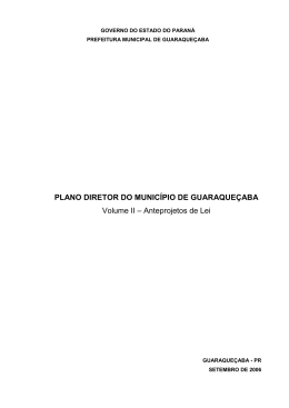 Plano Diretor do Município de Guaraqueçaba