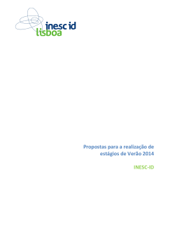 Propostas para a realização de estágios de Verão 2014 INESC-ID