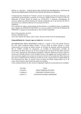 EDITAL nº 148/2014 - CONVOCAÇÃO PARA ANÁLISE