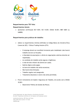 Requerimentos para TEV Vela - Portal de Suprimentos | Rio 2016