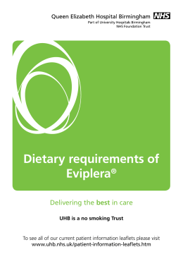 Dietary requirements of Eviplera® - University Hospitals Birmingham