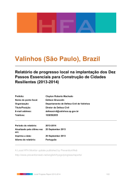 Valinhos, São Paulo (Brazil): Local progress report