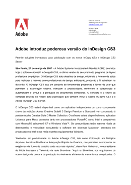 Adobe introduz poderosa versão do InDesign CS3