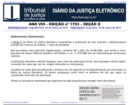 TJ-GO DIÁRIO DA JUSTIÇA ELETRÔNICO - EDIÇÃO 1753