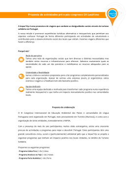 Proposta de actividades pré e pós congresso EA Lusófono