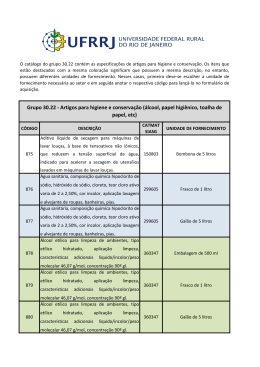 Grupo 30.22 - Artigos para higiene e conservação (álcool, papel