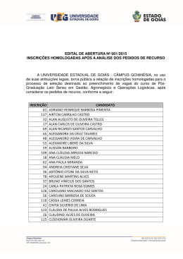 edital de abertura nº 001/2015 inscrições homologadas após