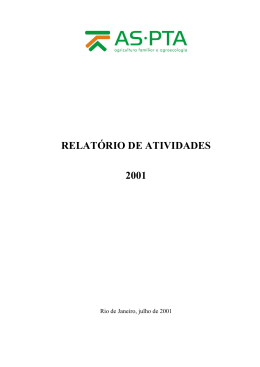 RELATÓRIO DE ATIVIDADES 2001 - AS-PTA