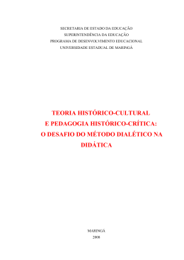 teoria histórico-cultural e pedagogia histórico-crítica