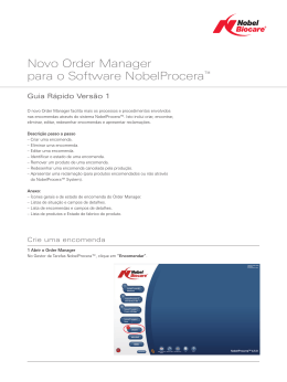 Novo Order Manager para o Software NobelProcera™