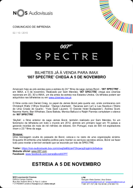 `007 SPECTRE` chega a 5 de novembro