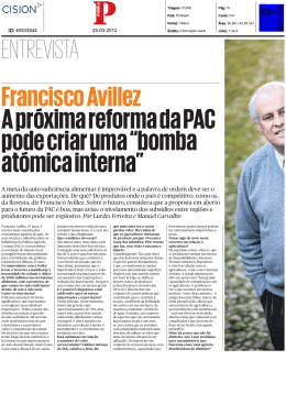 Francisco Avillez A próxima reforma da PAC pode criar uma “bomba