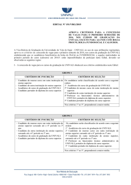 Edital nº 151/VRG/2015 - Concessão de vagas 2016/1