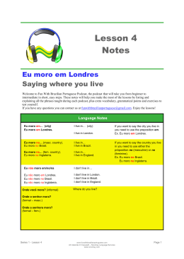 Lesson 4 Notes - Fun with Brazilian Portuguese