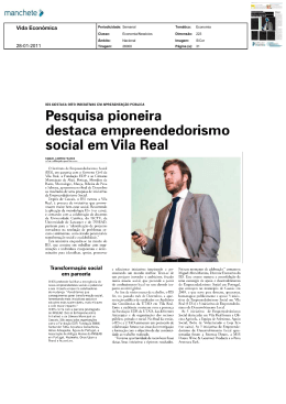 Pesquisa pioneira destaca empreendedorismo social em Vila Real