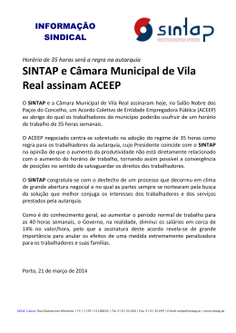 SINTAP e Câmara Municipal de Vila Real assinam ACEEP