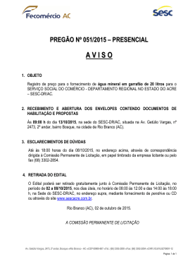 AGUA MINERAL - Pregao 051.15 - Aviso - 02.10.15