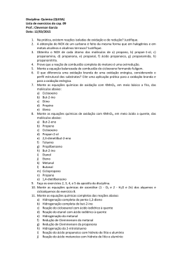 Disciplina: Química (QUI3A) Lista de exercícios do cap. 09 Prof