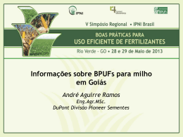 Informações sobre BPUFs para milho em Goiás