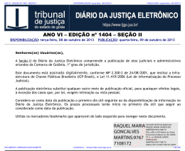 TJ-GO DIÁRIO DA JUSTIÇA ELETRÔNICO - EDIÇÃO 1404
