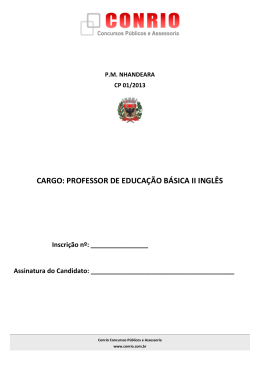 CARGO: PROFESSOR DE EDUCAÇÃO BÁSICA II INGLÊS