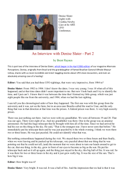 An Interview with Denise Slater - Part 2