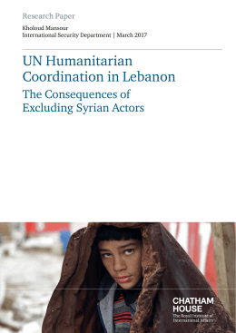 UN Humanitarian Coordination in Lebanon - The Consequences of Excluding Syrian Actors 2017