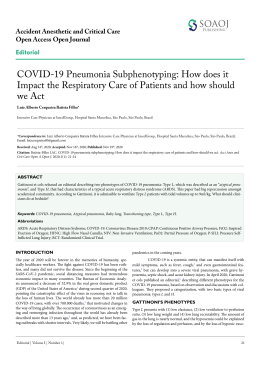 COVID-19 Pneumonia Subphenotyping: How does it Impact the Respiratory Care of Patients and how should we Act
