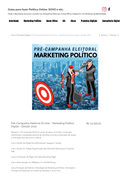 Pré-Campanha Eleitoral On-line - Marketing Político Digital - Eleição 2022   Cursos On-Line EaD