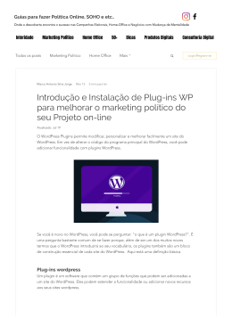 Introdução e Instalação de Plug-ins WP para melhorar o marketing político do seu Projeto on-line
