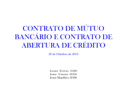 Mútuo Bancário e Abertura de Crédito: Definição adoptada