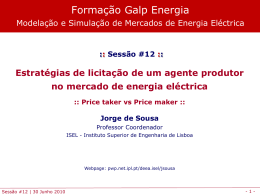 Formação Galp Energia Modelação e Simulação de Mercados de