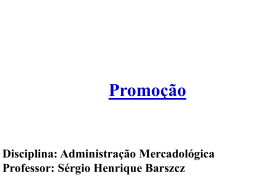 Promoção Prof. Sérgio Henrique Barszcz Processo de vendas no