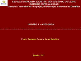 III – A pesquisa - Governo do Estado do Ceará