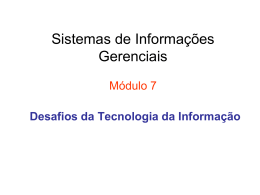 Sistemas de Informações Gerenciais Unidade Didática 10: