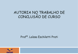 AUTORIA NO TRABALHO DE CONCLUSÃO DE CURSO