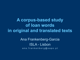 A corpus-based study of loan words in original and