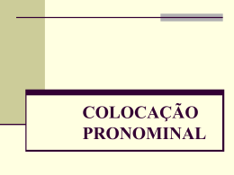 COLOCAÇÃO PRONOMINAL - Colégio O Bom Pastor